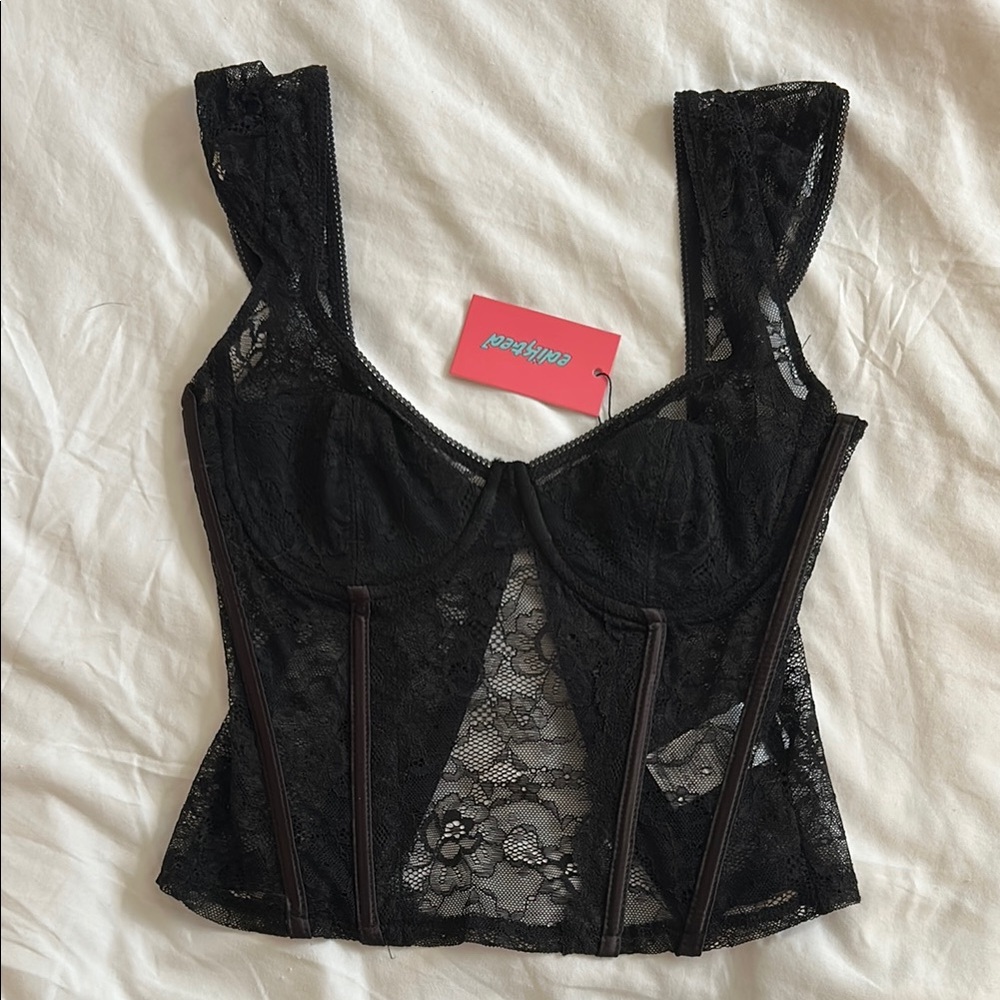 Ediked Black Lace Corset Top